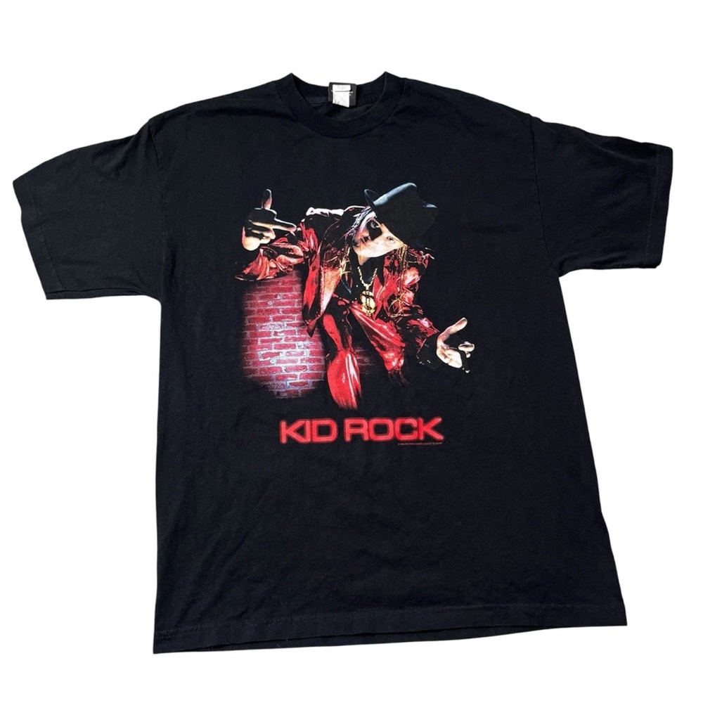 Vintage 2000 KID ROCK Y2K Giant Tag Black T Shirt